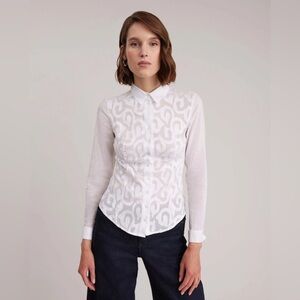 Anne Fontaine Ermine Jacquard Blouse 38 US4/6